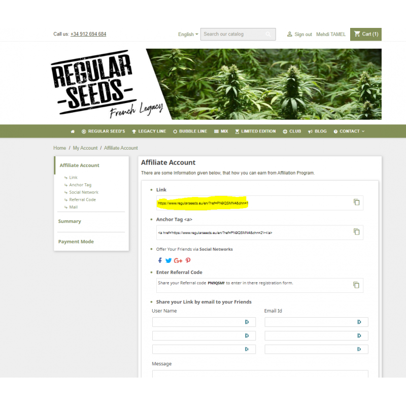 Diventa un'affiliato - Semi di cannabis regolari - Distribution